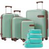 4 Piece Luggage Set with Compression Packing Cubes for Suitcase Expanable Spinner Wheels Lightweight Suitcase with TSA Lock 16 IN+20IN+24IN+28IN