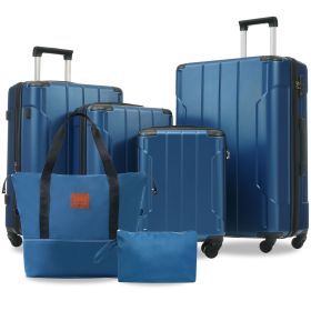 Hardshell Luggage Sets 6 Piece Suitcase Set, Expandable Lightweight Suitcases with Wheels, TSA Lock for Men Women, Blue