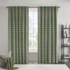 Plaid Faux Leather Tab Top Curtain Panel with Fleece Lining(Only 1 Pc Curtain Panel)