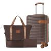 Luggage Sets 3 Piece Carry on Luggage 22x14x9 Airline Approved, Lightweight Hardshell ABS Suitcases with Wheels, 20 inch, Brown