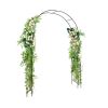 7.9 Feet Metal Garden Arch Backdrop Stand with Fence for Climbing Plants