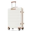 Premium ABS Travel Luggage Set , 3-Piece TSA Lock Suitcase Ensemble with 20, 24, and 28 Inch Sizes with 360¬∞ Spinner Wheels, ivory and golden