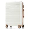 Premium ABS Travel Luggage Set , 3-Piece TSA Lock Suitcase Ensemble with 20, 24, and 28 Inch Sizes with 360¬∞ Spinner Wheels, ivory and golden