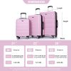 3 Piece Luggage Sets PC Lightweight & Durable Expandable Suitcase with Two Hooks, Double Spinner Wheels, TSA Lock, (21/25/29) Pink