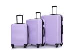 3 Piece Luggage Sets ABS Lightweight Suitcase with Two Hooks, Spinner Wheels, TSA Lock, (20/24/28) Lavender Purple