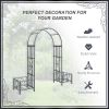 Outsunny 6.7' Steel Garden Arch Arbor with Scrollwork Hearts, Planter Boxes for Climbing Vines, Ceremony, Weddings, Party, Backyard, Lawn, Dark Gray