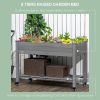 Outsunny Raised Garden Bed, 47" x 22" x 33", Elevated Wooden Planter Box with Lockable Wheels, Storage Shelf, and Bed Liner for Backyard, Patio