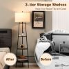 Shelf Floor Lamp with Storage Shelves and Linen Lampshade