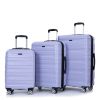 3 Piece Luggage Sets PC Lightweight & Durable Expandable Suitcase with Two Hooks, Double Spinner Wheels, TSA Lock, (21/25/29) Light Purple