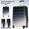 Hardshell Luggage Sets 3 Piece Gradient Color Expandable Suitcase with Spinner Wheels and TSA Lock Lightweight 20" 24" 28" Available,Gradient Black