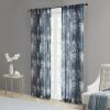 Printed Floral Rod Pocket and Back Tab Voile Sheer Curtain