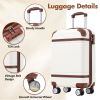 Hardshell Luggage Sets with Bags Carry-on Suitcase Double Spinner Wheels with TSA Lock ,Single Vintage Luggage 20 IN,White