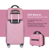 2Piece Luggage Sets ABS Lightweight Suitcase , Spinner Wheels, (20/14)PINK