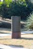 44" Tall Large Modern Cylinder Ribbed Tower Water Fountain With Rustic Base