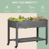 Outsunny Raised Garden Bed, 47" x 22" x 33", Elevated Wooden Planter Box with Lockable Wheels, Storage Shelf, and Bed Liner for Backyard, Patio