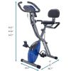 Folding Exercise Bike, Fitness Upright and Recumbent X-Bike with 10-Level Adjustable Resistance, Arm Bands and Backrest