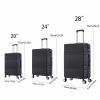 3-piece travel lightweight suitcase with wheels, password lock, business and travel carry on luggage, black (20 inches/24 inches/28 inches)