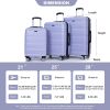 3 Piece Luggage Sets PC Lightweight & Durable Expandable Suitcase with Two Hooks, Double Spinner Wheels, TSA Lock, (21/25/29) Light Purple