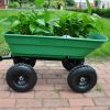 Folding car Poly Garden dump truck with steel frame, 10 inches. Pneumatic tire, 300 lb capacity body 55L Green