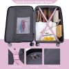 3 Piece Luggage Sets PC Lightweight & Durable Expandable Suitcase with Two Hooks, Double Spinner Wheels, TSA Lock, (21/25/29) Pink