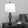 2 Table Lamps 1 Floor Lamp Set with Fabric Shades