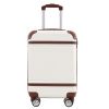 Hardshell Luggage Sets with Bags Carry-on Suitcase Double Spinner Wheels with TSA Lock ,Single Vintage Luggage 20 IN,White