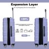 3 Piece Luggage Sets PC Lightweight & Durable Expandable Suitcase with Two Hooks, Double Spinner Wheels, TSA Lock, (21/25/29) Light Purple