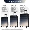 Hardshell Luggage Sets 3 Piece Gradient Color Expandable Suitcase with Spinner Wheels and TSA Lock Lightweight 20" 24" 28" Available,Gradient Black