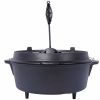 pre-Seasoned Cast Iron Dutch Oven With Skillet Lid, Outdoor Camping Deep Pot for Camping Fireplace Cooking BBQ Baking Campfire, Leg Base, 8 Quart