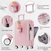 Front Opening 20-Inch Carry-On Luggage with Expandable Travel Bag Set, ABS Hard Shell Two-piece suitcase set with USB Port , Cup Holder, pink