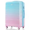 Luggage Set of 3, 20-inch with USB Port, Airline Certified Carry-on Luggage with Cup Holder, ABS+PC Hard Shell Luggage with Spinner Wheels, light blue