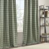 Plaid Faux Leather Tab Top Curtain Panel with Fleece Lining(Only 1 Pc Curtain Panel)