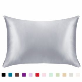 Pillowcase Satin Solid Color Simulation Silk Single Pillowcase Ice Silk Pillowcase (Option: Silver-20X36inches-1pc)