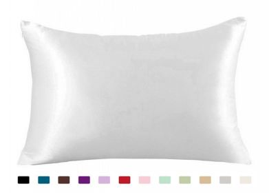 Pillowcase Satin Solid Color Simulation Silk Single Pillowcase Ice Silk Pillowcase (Option: white-20x29inches-1PC)