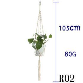 Flower Pot Net Bag Beige Cotton Rope Indoor Plant Hanger Hanging Basket Sling (Option: 8 Style)