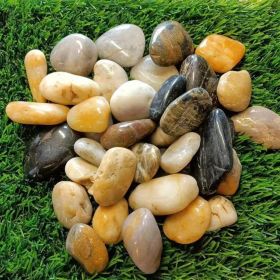 18lbs River Rock Stones: Ideal for Garden, Aquarium, Plants & Home Decor. Versatile, Durable (18lbs: Polishing Color)