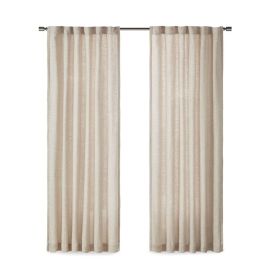 Faux Linen Rod Pocket and Back Tab Fleece Lined Curtain Panel(Only 1 Pc Panel) (Color: as Pic)