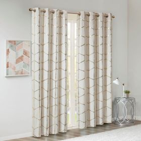 Total Blackout Metallic Print Grommet Top Curtain Panel Pair(2 Pcs Window Panels) (Color: as Pic)