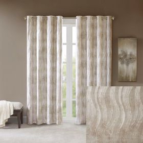 Printed Jacquard Grommet Top Total Blackout Curtain Panel(Only 1 Pc Panel) (Color: as Pic)