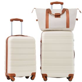 Hardshell Luggage Sets 2Pcs + Bag Spinner Suitcase with TSA Lock Lightweight 20" + 24" (Color: as Pic)