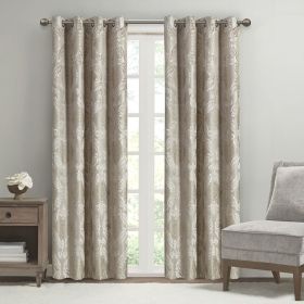 Knitted Jacquard Paisley Total Blackout Grommet Top Curtain Panel(Only 1 Pc Panel (Color: as Pic)