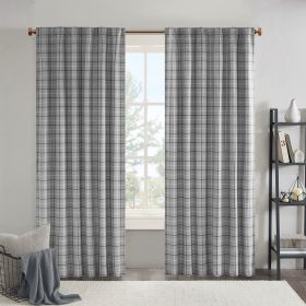 Plaid Faux Leather Tab Top Curtain Panel with Fleece Lining(Only 1 Pc Panel) (Color: as Pic)