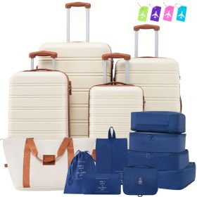 Hardshell Luggage Sets 4 pcs + Bag Spinner Suitcase with TSA Lock Lightweight-16"+20"+24"+28" Luggages (Color: as Pic)