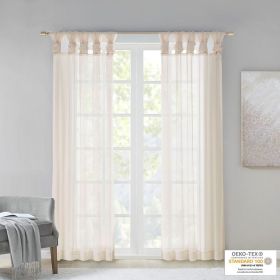 Twisted Tab Voile Sheer Window Pair (Color: as Pic)