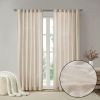 Faux Linen Rod Pocket and Back Tab Fleece Lined Curtain Panel(Only 1 Pc Panel)