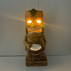 1pc, Drum Tiki Solar Light For Home And Outdoor Decor, Drum Tiki Solar Powered Flickering LED Garden Light Backyard Bongo Tiki Halloween Decoration (Model: Bongo Drum A)