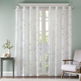 Palm Leaf Burnout Window Sheer (Color: as Pic)